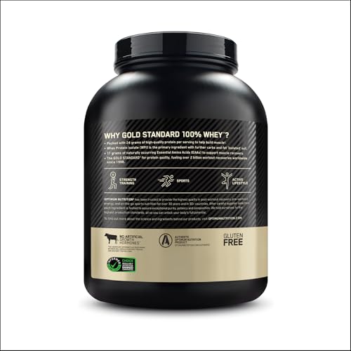 Optimum Nutrition Gold Standard 100% Whey Naturally Flavored Protein Powder 4.8 (Packaging May Vary), Vanilla, 76.8 Ounce