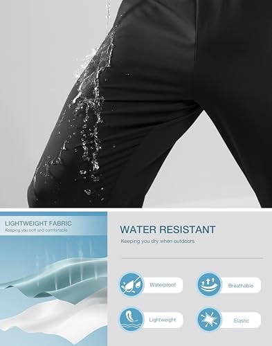 Pudolla Men's Lightweight Hiking Pants Quick-Dry Outdoor Sweatpants with Zipper Pockets for Casual Travel Athletic Workout