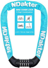 NDakter Bike Chain Lock, 5 Digit Combination Heavy Duty Anti Theft Bicycle Chain Lock,2.62/3.2/4.27/5/6Ft Long Security Resettable Bike Locks for Bike, Bicycle, Scooter, Door, Gate, Fence-4/6mm Thick