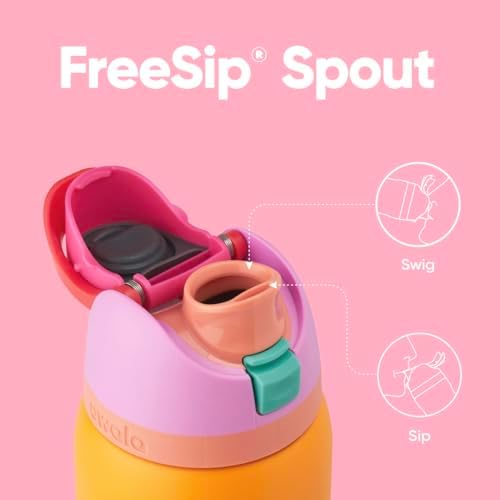 FreeSip Insulated Stainless Steel Water Bottle with Straw for Sports, Travel, and School BPA-Free Sports Water Bottle, 32 oz, Tropical