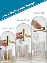 Gold Kitchen Faucets with Pull Down Sprayer,Waterfall Kitchen Sink Faucet,Commercial Utility Stainless Steel Kitchen Faucets,Single Handle Kitchen Sink Faucet with Pull Down Sprayer for 3 Function