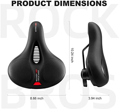 ROCKBROS Bike Seat Comfort Bike Saddle Mountain Bicycle Accessories for Men Women Soft Wide Bike Seat Cushion Dual Shock Absorbing with Reflective Strip