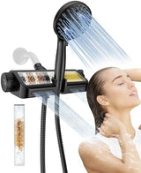 Filtered Shower Head with Handheld Combo Matte Black - Dual 2-in-1 Spa System with Massage Shower Head and 10 Modes Hand Held Shower Head, High Pressure, Built in Power Wash Mode