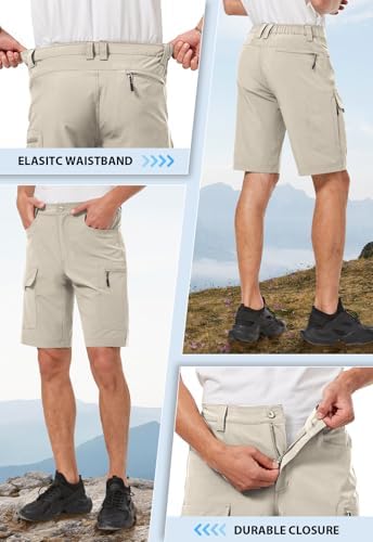 Hiauspor Men's Hiking Cargo Shorts 9"/10" Quick Dry Lightweight Waterproof for Golf Tactical Fishing Casual with 6 Pockets