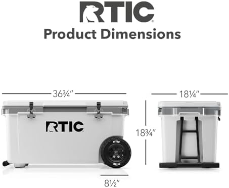 RTIC 72 Quart Ultra-Light Wheeled Cooler Hard Insulated Portable Ice Chest Box for Beach, Drink, Beverage, Camping, Picnic, Fishing, Boat, Barbecue, 30% Lighter Than Rotomolded Coolers
