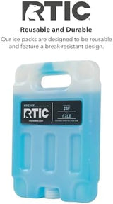 RTIC Refreezable Reusable Cooler Ice Packs Cold Ice Chest Pack Long-Lasting Break-Resistant for Food, Drink, Travel and Storage, 2 Pack