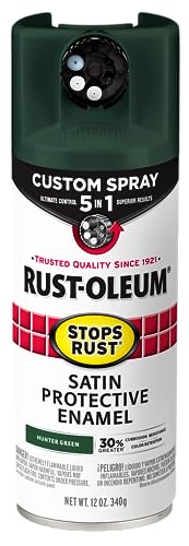 Rust-Oleum 376874-6PK Stops Rust Custom Spray 5-in-1 Spray Paint, 12 oz, Satin Hunter Green, (Pack of 6)