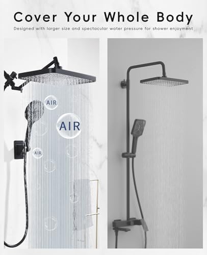 Premium 12.2" Rain Shower Head with Handheld Spray, Updated High Pressure Rainfall Shower Head with Handheld Combo, Large Rain Overhead Waterfall Showerheads | Anti-Clog Nozzles | Air-in Tech