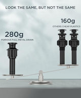 FORIOUS 4 Inch Centerset Bathroom Faucet Black 2 Hole, Two Handle Matte Black Faucet for Bathroom Sink with Metal Dain, 24" Supply Line, and 360° Rotating Spout of 4" Vanity