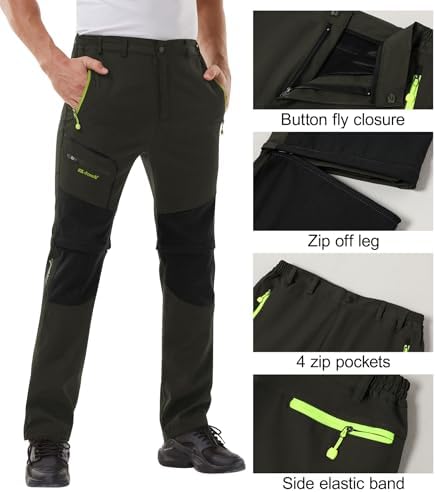 Men's Water Resistant Tactical Pants Lightweight Outdoor EDC Strech Pants for Hiking with Belt