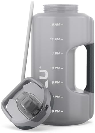 ZULU Goals Large Water Bottle Jug with Time Marker & Handle for All Day Hydration | Silicone Soft Straw with Locking Leak-Proof Lid | For Gym, Camping, Workout, and Outdoors | BPA-Free | 64oz, 128oz