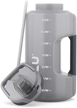 ZULU Goals Large Water Bottle Jug with Time Marker & Handle for All Day Hydration | Silicone Soft Straw with Locking Leak-Proof Lid | For Gym, Camping, Workout, and Outdoors | BPA-Free | 64oz, 128oz