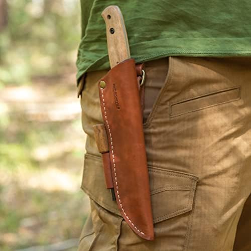 BPS Knives Adventurer - Bushcraft Knife - Fixed-Blade Carbon Steel Knife with Leather Sheath and Firestarter - Outdoor Full Tang Knives - Camping Knives - Survival Tactical Camp Knives