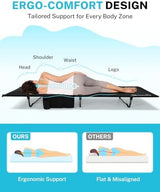 Gonex 31.5" Extra Wide Camping Cot with Premium Pillow Pocket Supports 350lbs, Portable Ultralight Folding Cot Bed for Adults Travel, Beach, Home, Sleeping (Black)
