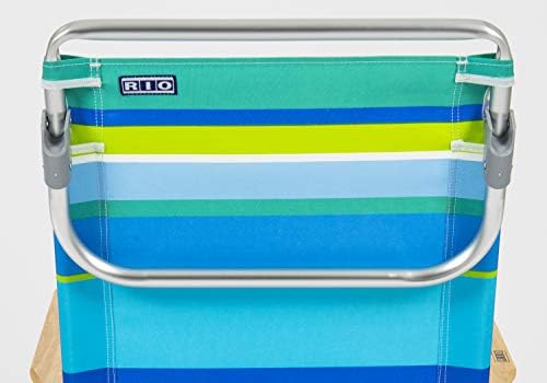 RIO beach Classic 5-Position Lay-Flat Folding Beach Chair, 30.8" x 24.75" x 29.5", Cool Blue Stripes, Pink/White/Beige/Black, 1 Count (Pack of 1)