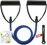 RitFit Single Resistance Exercise Band with Comfortable Handles - Ideal for Physical Therapy, Strength Training, Muscle Toning - Door Anchor and Starter Guide Included