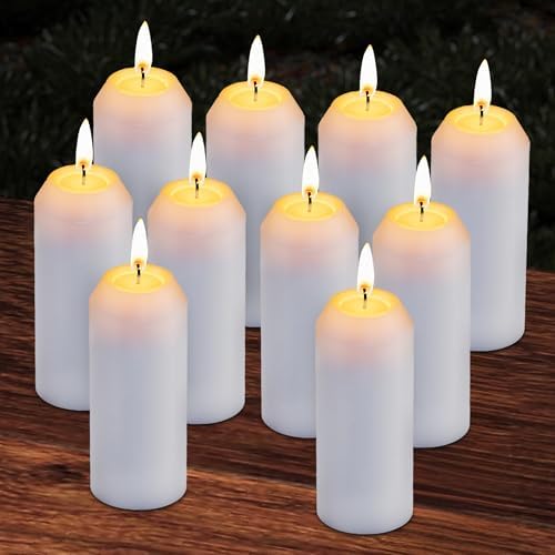 10Pack 15H+ Emergency Candles Long Burning Survival [20H+ Inside Candle Lanterns], 3“ Unscented White Pillar Candle, Survival Candles for Power Outage, Camping, Hurricane