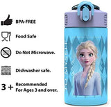 Zak Designs Disney Frozen 2 Kids Water Bottle Set with Reusable Straws and Built in Carrying Loops, Made of Plastic, Leak-Proof Designs 16 oz, BPA-Free, 2pc Set, Elsa & Anna (Frozen 2)