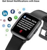 Fitness Tracker Watch with Heart Rate Monitor, Large Screen Activity Tracker with Pedometer, Sleep Monitor, Calories & Step Counter, 5ATM Waterproof Smart Watch for Women Men Fitness Watch for Sports