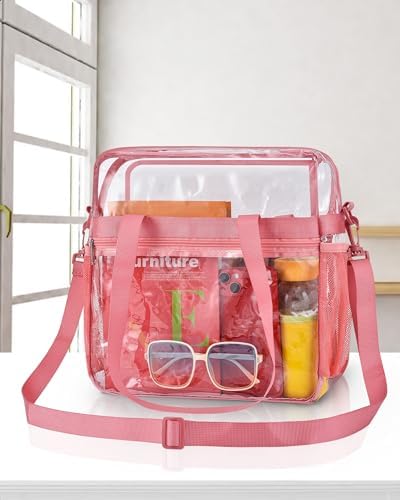Paxiland Clear Bag for Stadium Events 12x6x12, Clear Tote Bag with Reinforced Strap, Transparent Bag for Sports Concert
