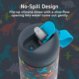 Bentgo Kids Water Bottle - Leak-Proof, Durable Tritan, BPA-Free 15 oz. Cup for Kids/Toddlers Ages 3+, Safe Sip Spout, Carrying Handle, & Dishwasher Safe for School, Sports, Daycare & Camp (Dinosaur)