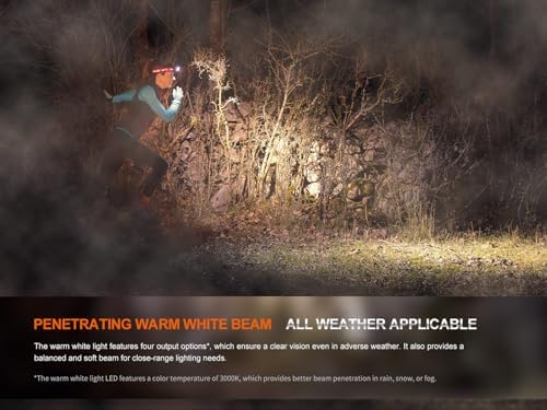 Fenix HM65R-T V2.0 Running Headlamp, 1600 Lumen White Light and Warm White Dual Beams, USB-C Rechargeable, Lightweight Long Runtime for Trail Running, with Organizer (Black)