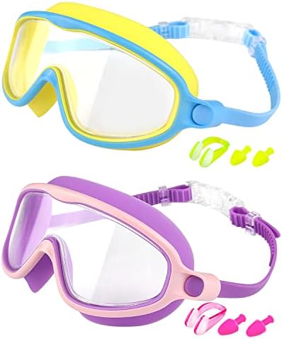 Rantizon Swim Goggles 2 Pack, Wide View Anti Fog&UV Swimming Goggles for Audlt, No Leaking Pool Accessories for Men Women Kid