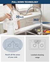 APPASO Kitchen Faucet with Soap Dispenser Brushed Nickel, Pull Down Commercial Single Handle High Arc Faucet for Sink, Stainless Steel Kitchen Faucet for Sink 2 or 4 Hole