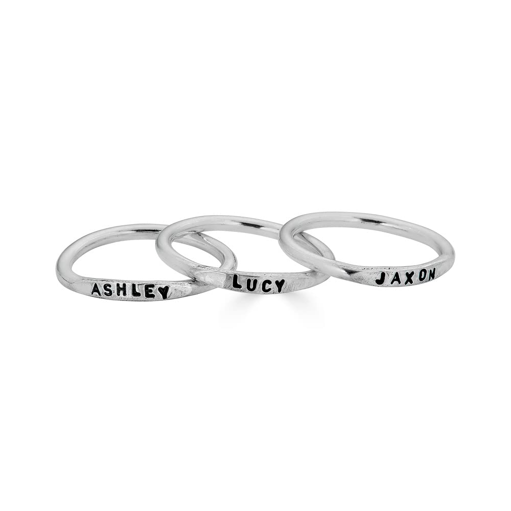 By Hannah Design Teeny Tiny Stacking Sterling Silver Ring Personalized Ring