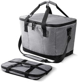 CleverMade Collapsible Cooler Bag 50 Can Beach & Travel Car Cooler, Folding Soft Cooler, Shoulder Strap, Bottle Opener Great Car Coolers for Travel, Cleans Easy, Leak Proof - Gray/Black Gray/Midnight