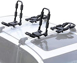 Leader Accessories Folding Kayak Rack 4 PCS/Set J Bar Car Roof Rack for Canoe Surf Board SUP On Roof Top Mount on SUV, Car and Truck Crossbar with 4 pcs Tie Down Straps