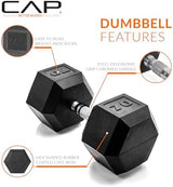 CAP Barbell Coated Hex Dumbbell Weight | Multiple Options