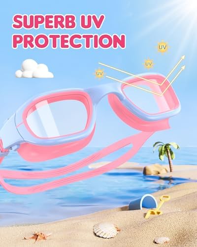 Kids Swim Goggles,Swimming Goggles for Kids 6-14, Anti-Fog UV Protection Pool Glasses for Boys Girls