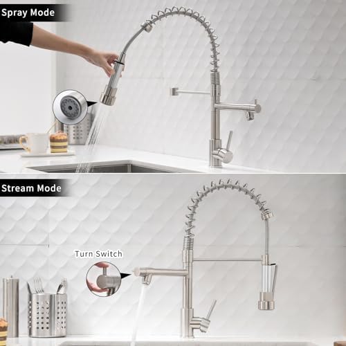 AIMADI Kitchen Faucet with Pull Down Sprayer,Commercial Stainless Steel Pull Down Sprayer Kitchen Faucet Single Hole Single Handle RV Laundry Outdoor Kitchen Sink Faucets