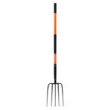 KOLEIYA 5-Tine Pitchfork for Gardening, 57-Inch Heavy Duty Garden Fork with Orange Fiberglass Handle for Compost, Mulch and Manure