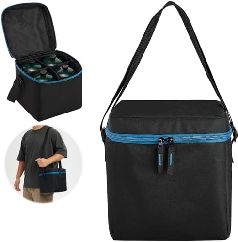 1 LB Propane Tank Storage Bag with Padding, Mini Propane Cylinder Carry Case to Hold 4 Pcs Small Gas Tank, Portable 16 OZ Gas Cylinder Holder with Strap, Bag Only