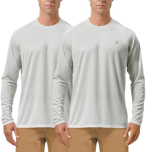 Roadbox Mens UPF 50+ UV Sun Protection Shirts Outdoor Long Sleeve SPF Rash Guard for Fishing Hiking Swimming Running