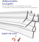 2-Pack Frameless Shower Door Bottom Seal (1/4'' X 39'') Clear Glass Shower Door Seal Strip Shower Door Sweep can Covers up to 22mm Gap - Stop Leaks