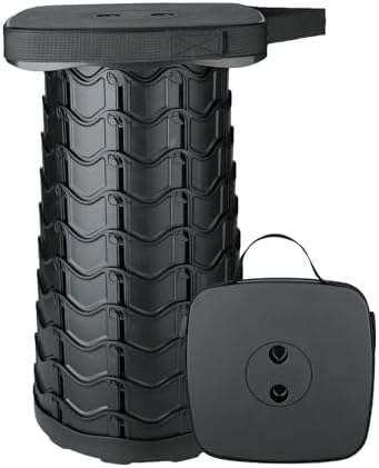 Boreeman Upgraded Collapsible Stool, Square Portable Stool, Lightweight Yet More Sturdy with Load Capacity 400lbs, Perfect for Camping Fishing Hiking BBQ (Square Black)