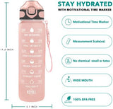 Enerbone 32 oz Water Bottle with Times to Drink and Straw, Motivational Drinking Water Bottles with Carrying Strap, Leakproof BPA & Toxic Free, Ensure You Drink Enough Water for Fitness Gym Outdoor