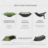 Camping Hammock Tent with Mosquito Net & RainFly, 3 in 1 Waterproof Lightweight Portable Sleeping Hammock Bug, Travel Outdoor Gear with Tree Strap Swing, for Hiking Patio Expedition