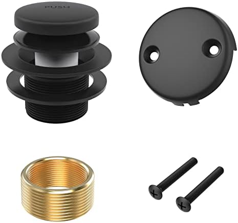 Matte Black Bath Tub Drain and Overflow Kit, Universal All Metal Tip-Toe Bathtub Drain Replacement Kit with Fine/Coarse Thread