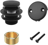 Matte Black Bath Tub Drain and Overflow Kit, Universal All Metal Tip-Toe Bathtub Drain Replacement Kit with Fine/Coarse Thread