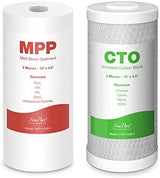 SimPure 2-Stage 10" x 4.5" Whole House Water Filter Replacement Cartridges, 5 Micron Sediment and Carbon Water Filters Combo, for GE FXHTC, GXWH40L, WGB21B, FP15B, FC15B, 2-Pack