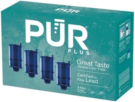 PUR PLUS Faucet Mount Replacement Filter 4-Pack, Genuine PUR Filter, 3-in-1 Powerful, Natural Mineral Filtration, Lead Removal, 1-Year Value, Blue (RF99994)