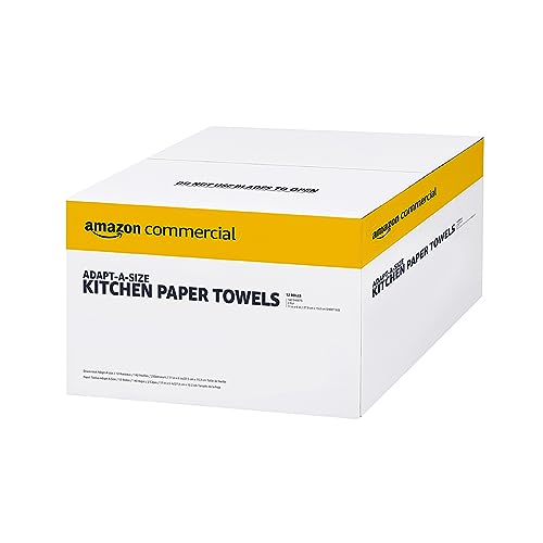 AmazonCommercial 2-Ply White Adapt-a-Size Kitchen Paper Towels (SOFI-054) | Bulk | Adapt-a-size | Individually Wrapped | FSC Certified |140 Towels per Roll (12 Rolls)(11 x 6 Sheet)