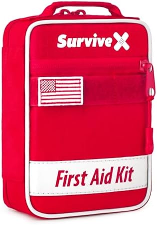 Small First Aid Kit for Car, Travel & Home - Emergency Kit for Hiking, Camping, Backpacking and Outdoors - Includes Zip Stitch Wound Closure Strips - FSA HSA Approved