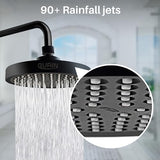 GURIN Shower Head High Pressure Rain, Luxury Bathroom Showerhead with Adjustable Angles, Anti-Clogging Silicone Nozzles - Matte Black, 6 Inch Round