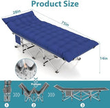 Folding Camping Cot for Adults, 2 Pack Heavy Duty Sleeping Cots with Carry Bag, Double Layer Oxford Portable Travel Camp Cots for Outdoor Camp Beach Home Office (Blue Pad & Gray Pad, 2PACK)