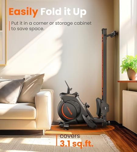 YOSUDA Magnetic/Water Rowing Machine 350 LB Weight Capacity - Foldable Rower for Home Use with Bluetooth, App Supported, Tablet Holder and Comfortable Seat Cushion